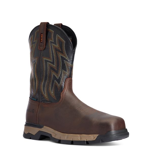 Ariat Dark Brown Rebar Flex Western Waterproof Men's Composite Toe Work Boots 10034157