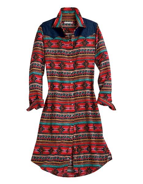 Tin Haul Red Aztec Print Tin Haul Collection Snap Front Longsleeve Dre