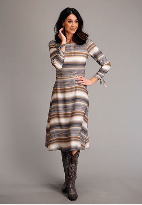 Stetson Desert Serape Print Women's Rayon Twill Midi Length Dress 11-0