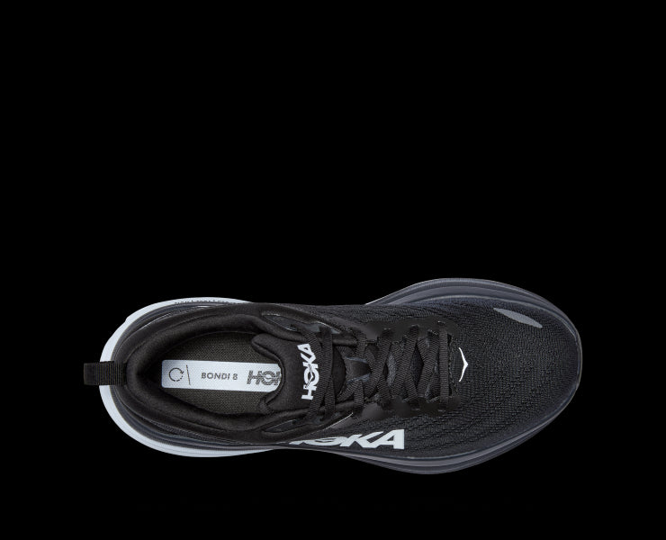 Hoka Black/White Bondi 8 Mens Running Shoes 1123202-BWHT