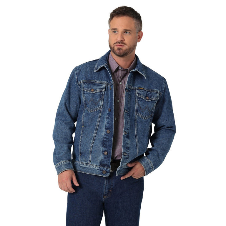 Wrangler Stonewash Cowboy Cut Unlined Men's Denim Jacket with Spread Collar 112335728