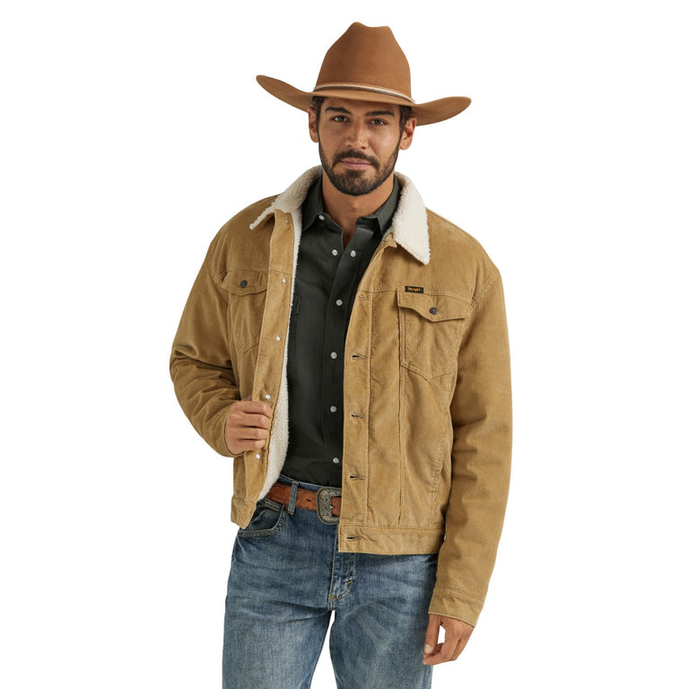 Wrangler Wheat Cowboy Cut Sherpa Lined Men's Spread Collar Lined Corduroy Jacket 112352872
