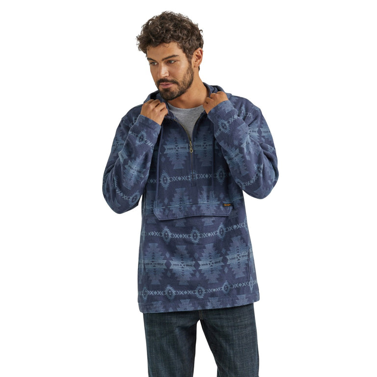 Wrangler Sapphire Way Jacquard Men's Quarter Zip Hooded Popover Jacket 112353284