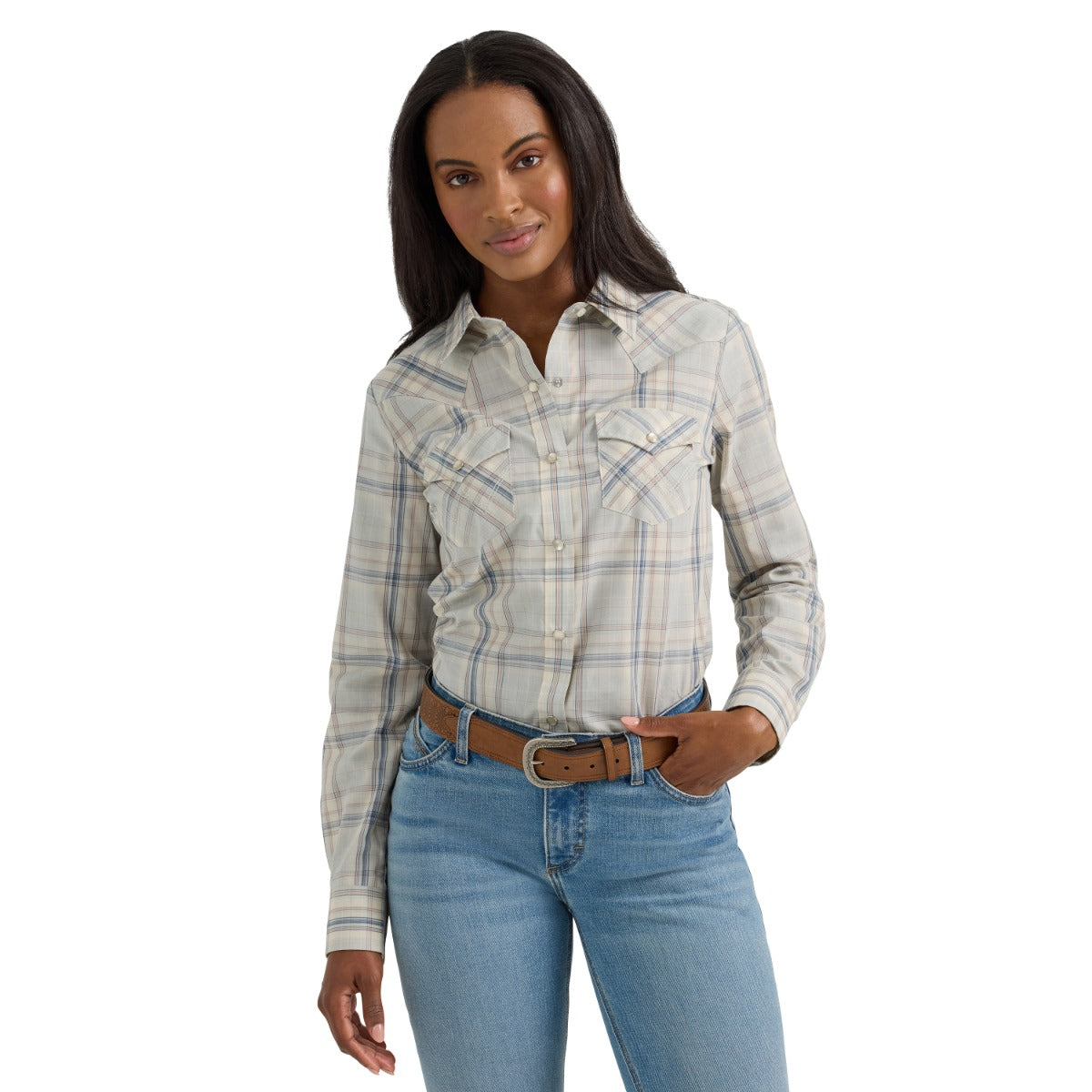 Wrangler Women - Stripe Western sleeveless Shirt (Blue) 112362273