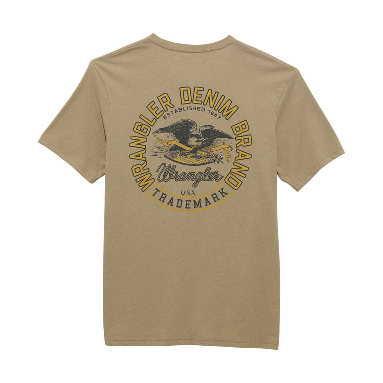 Wrangler Eagle Brown Men's Back Graphic Wrangler Denim Brand Short Sleeve T-Shirt 112361900