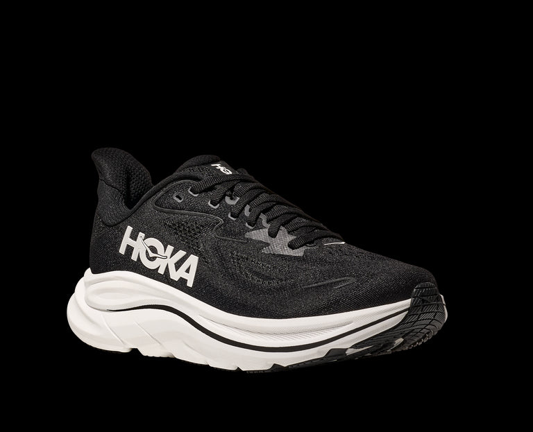 Hoka Black/White Clifton 10 Wide Width Women's Running Shoes 1162050-BWHT