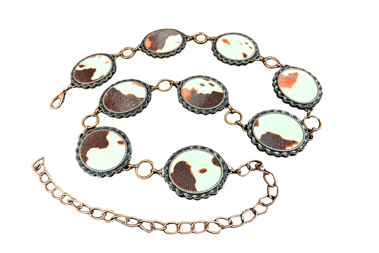 Kamberly Light Turquoise Stone Chain Belt 16017-BRN