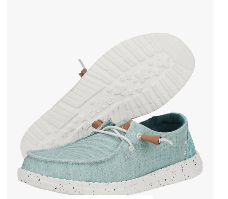 Hey Dude Blue Wendy Heathered Slub Tropical Women's Casual Shoes 40753 Hey Dude Blue Wendy Heathered Slub Tropical Women's Casual Shoes 40753