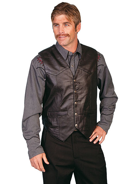 Scully Black Soft Touch Lambskin Western All Leather Vest 507