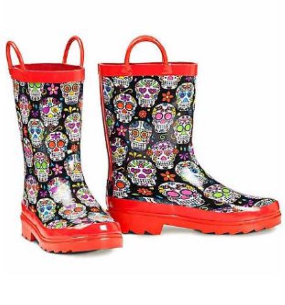skull rubber boots