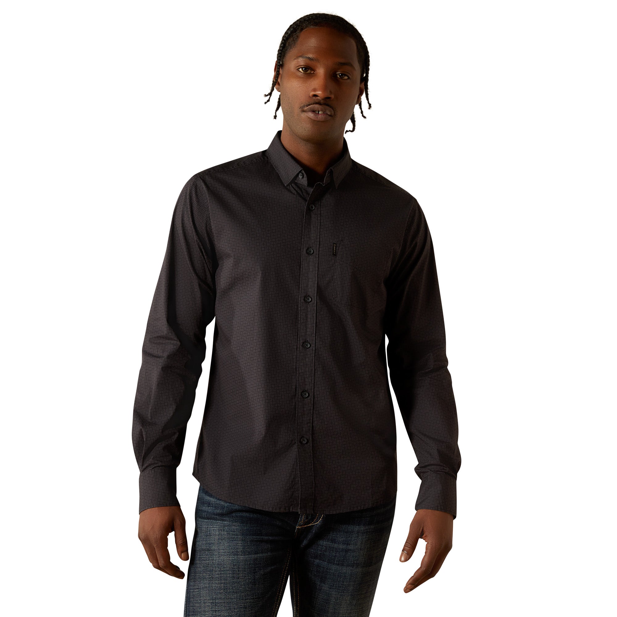 ARIAT MNS Merrick Mdrn LS Shrt Nero Camicia, XXL Uomo