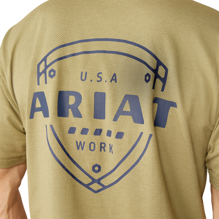 Ariat Oil Green Rebar Workman 360 Shield Pocket Short Sleeve Men's  T-Shirt 10054589