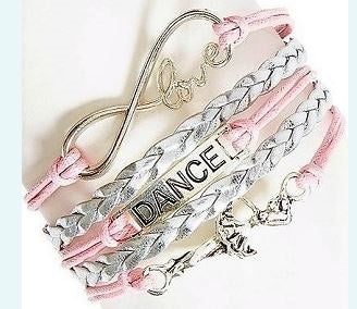 CJ Merchantile Pink Infinitiy, Love, Dance, Ballerina Bracelet A-BR30