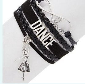CJ Merchantile Black Infinitiy, Love, Dance, Ballerina Bracelet A-BR31