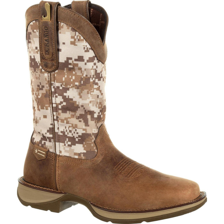 Durango Dusty Brown and Desert Camo Rebel Pull-On Men's Square Toe Western Boots DDB0166
