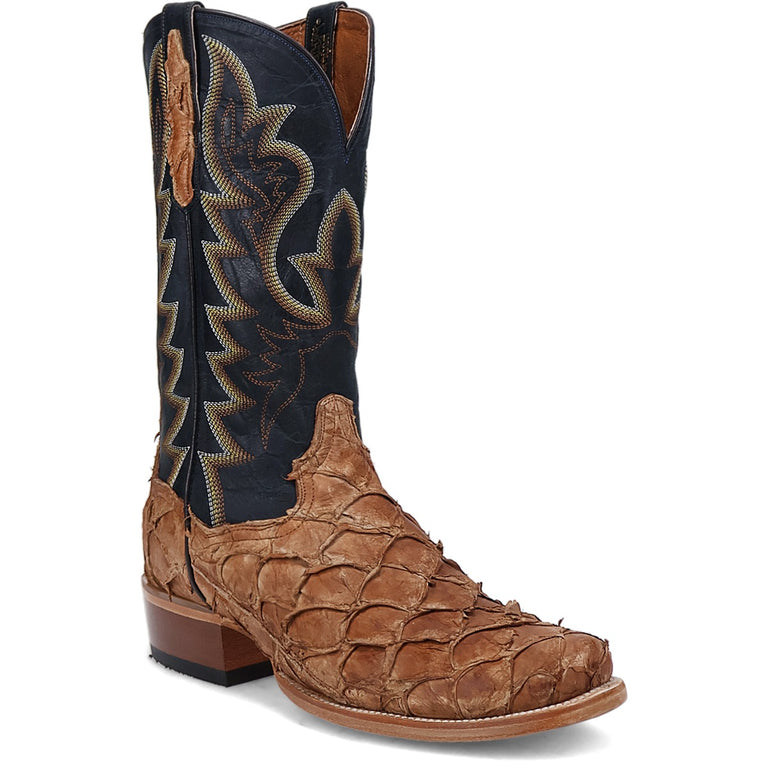 Dan Post Tan/Dark Blue Riggs Pirarucu 13 inch Shaft Cutter Toe Men's Boots DP5021