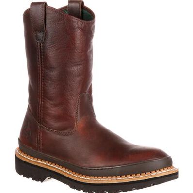 Georgia Boots Soggy Brown Giant Mens Steel Toe Pull-On Work Boots G4374 **ONLINE ONLY