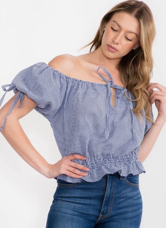 Navy Solid Shoulder Straps Top