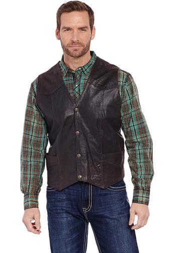 Sidran Cripple Creek Antique Chocolate Snap Front Boar Suede Vest ML3061A