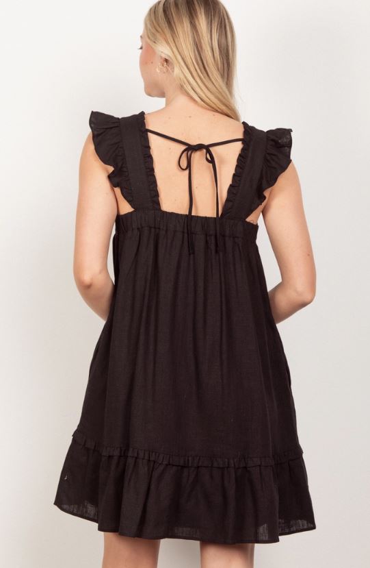 chinese dress ladies In My Thoughts Black Linen Dress – Shop the Mint