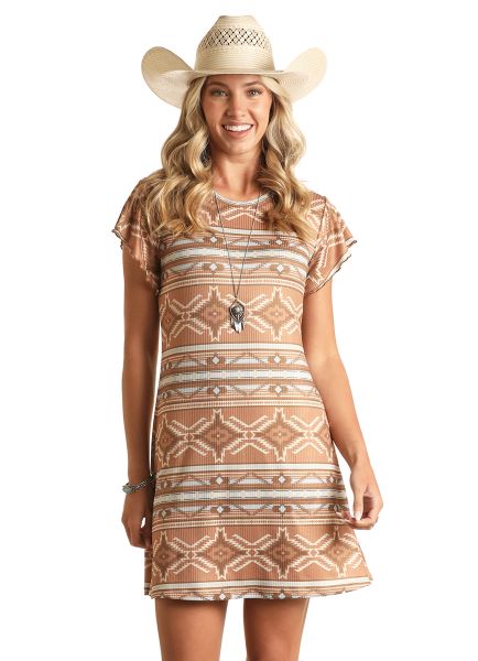 blue dress for baby girl Black Aztec Front Buttoned Empire Waist Caftan Dress, Comfortable Hous main image 1