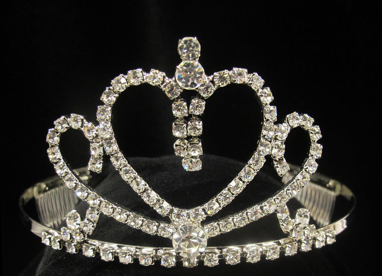 T-29 HEART TIARA WITH DANGLES AND CURLS