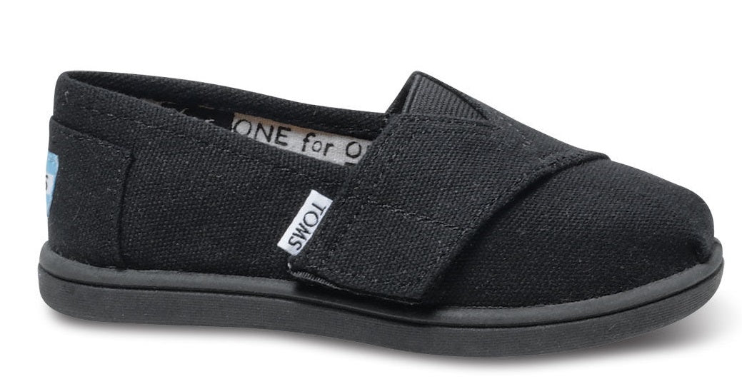 Toms Classic Tiny Velcro  Black Canvas Kids Casual 013001D13-BLK
