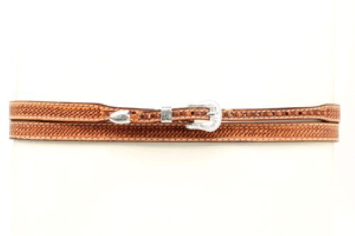 M and F Tooled Leather Natural Hat Band 02346-48