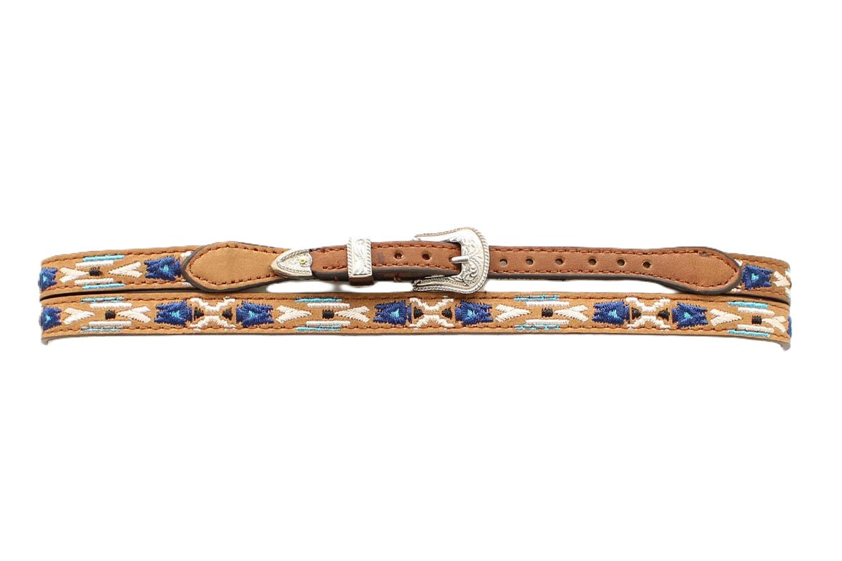M&F Western Medium Distressed Brown Aztec Design with Multi Color Embroidery Genuine Leather 0238244