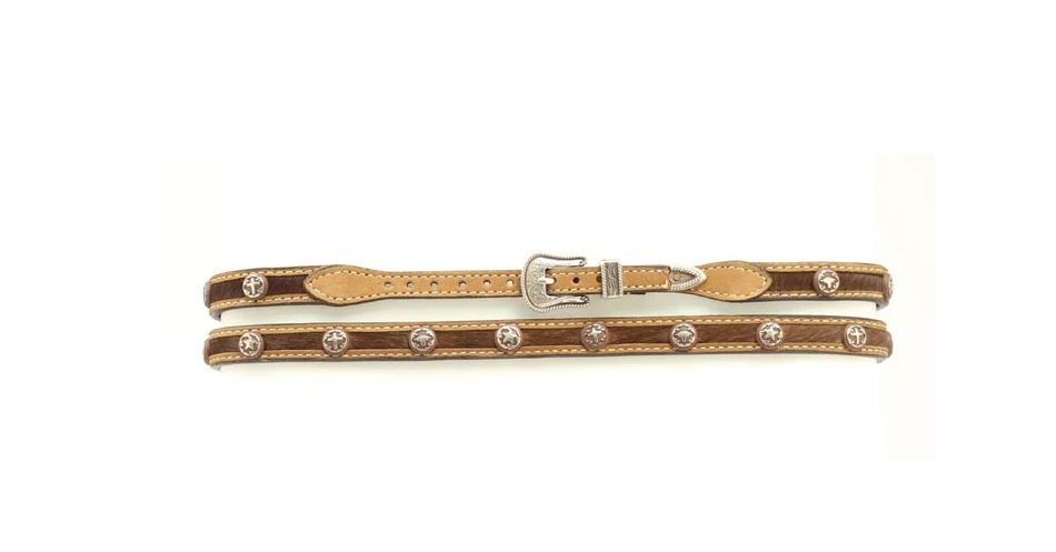 M&F Western Medium Brown Distressed Calf Hair Hatband 0265044