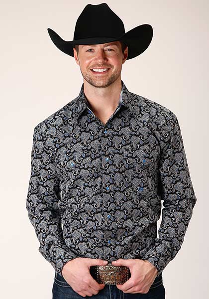 Karmen Roper Starry Night Mens Amarillo Snap Long Sleeve Shirt 300102250179BL