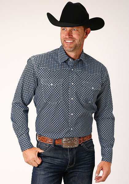 Karmen Roper Four Leaf Foulard Men's Long Sleeve Snap Western Shirt 03-001-0225-2014 BU