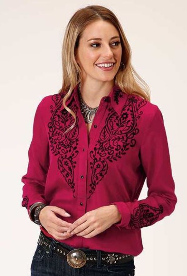 Karman Roper Red Womens Long Sleeve Shirt 0305005657037RE