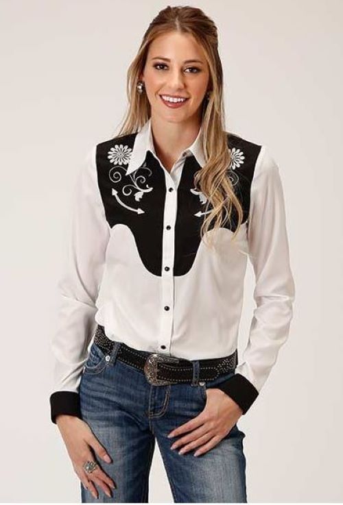 Karman Roper Black and White Long sleeve Shirt With Embroidery 0305005657039WH