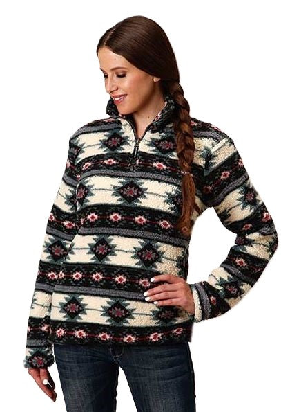 Roper Black Aztec Print Womens Polar Fleece Jacket 0309802506155MU