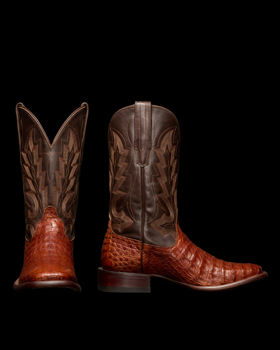 Tecovas Dark Pecan The William Men's Caiman Broad Square Toe Cowboy Boots M10069PEC