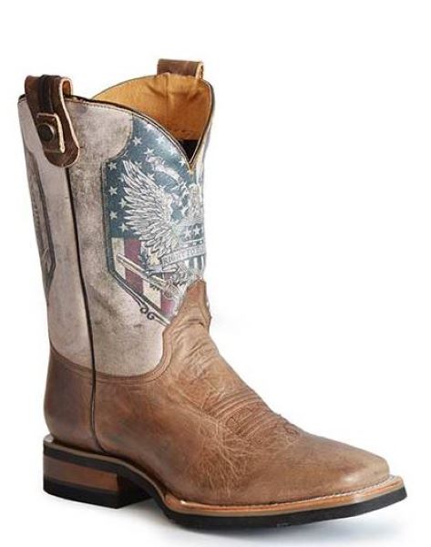 Roper Waxy Brown Vamp 2nd Amendment Printed Top Boots  0902082828272BR