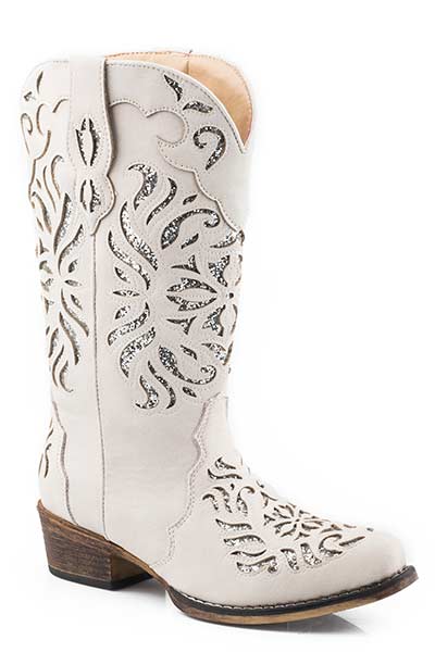Roper White Vintage Faux Leather Women's Western Snip Toe Boots 09-021-1566-2849
