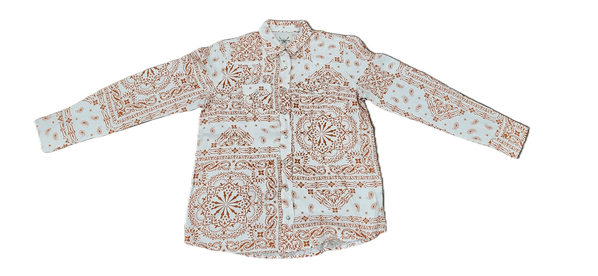 Cotton & Rye White/Orange Bandana Tencel Shirt CRW9280