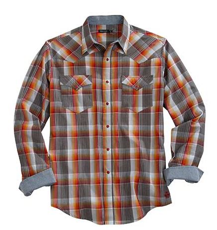 Tin Haul Rusty Plaid Mens Long Sleeve Snap Front Shirt 1000100624029MU