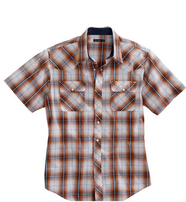 Tin Haul Orange Plaid Men's Short Sleeve Snap Shirt 1000200620219OR