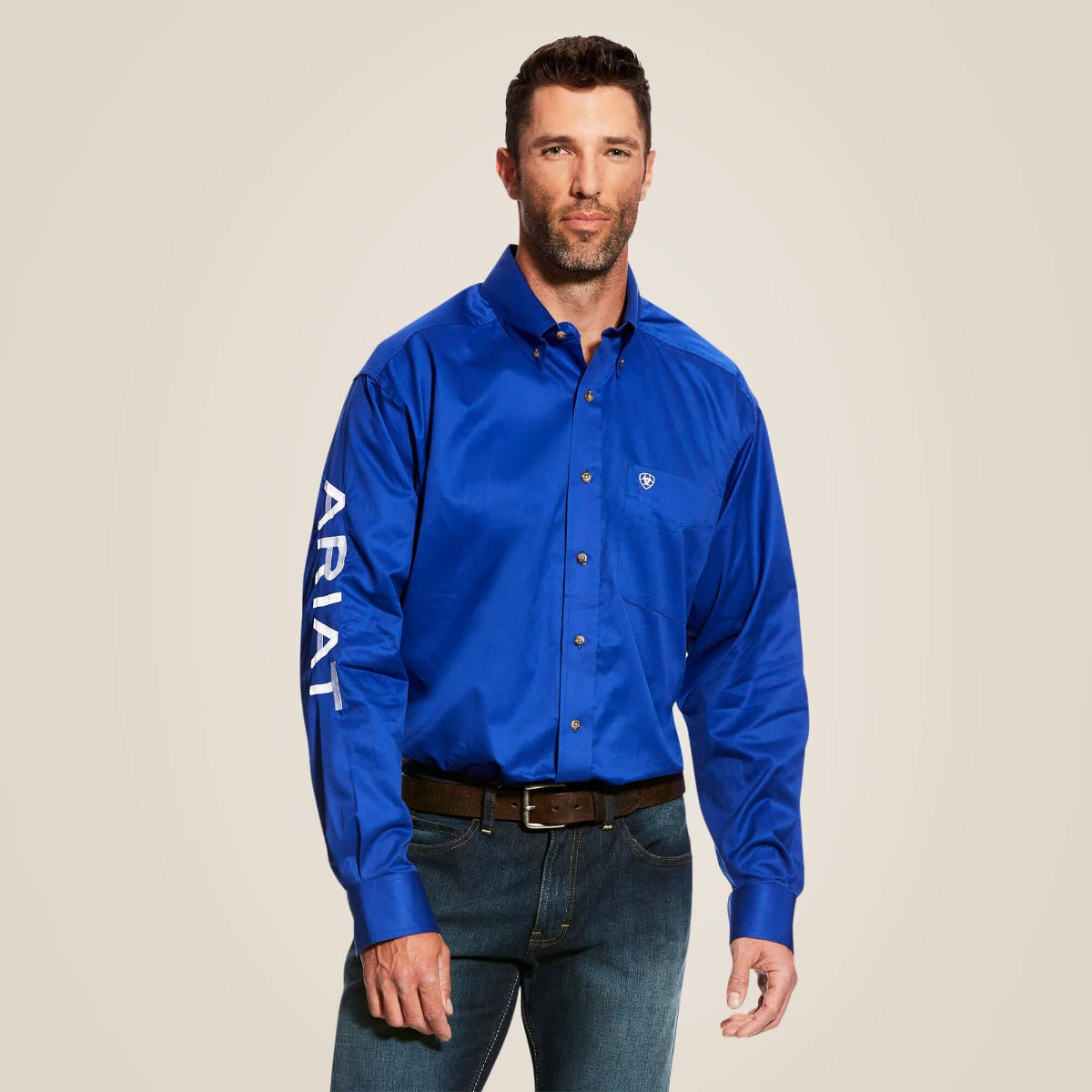 Ariat Blue Team Logo Men's Long Sleeve Shirt 10017498