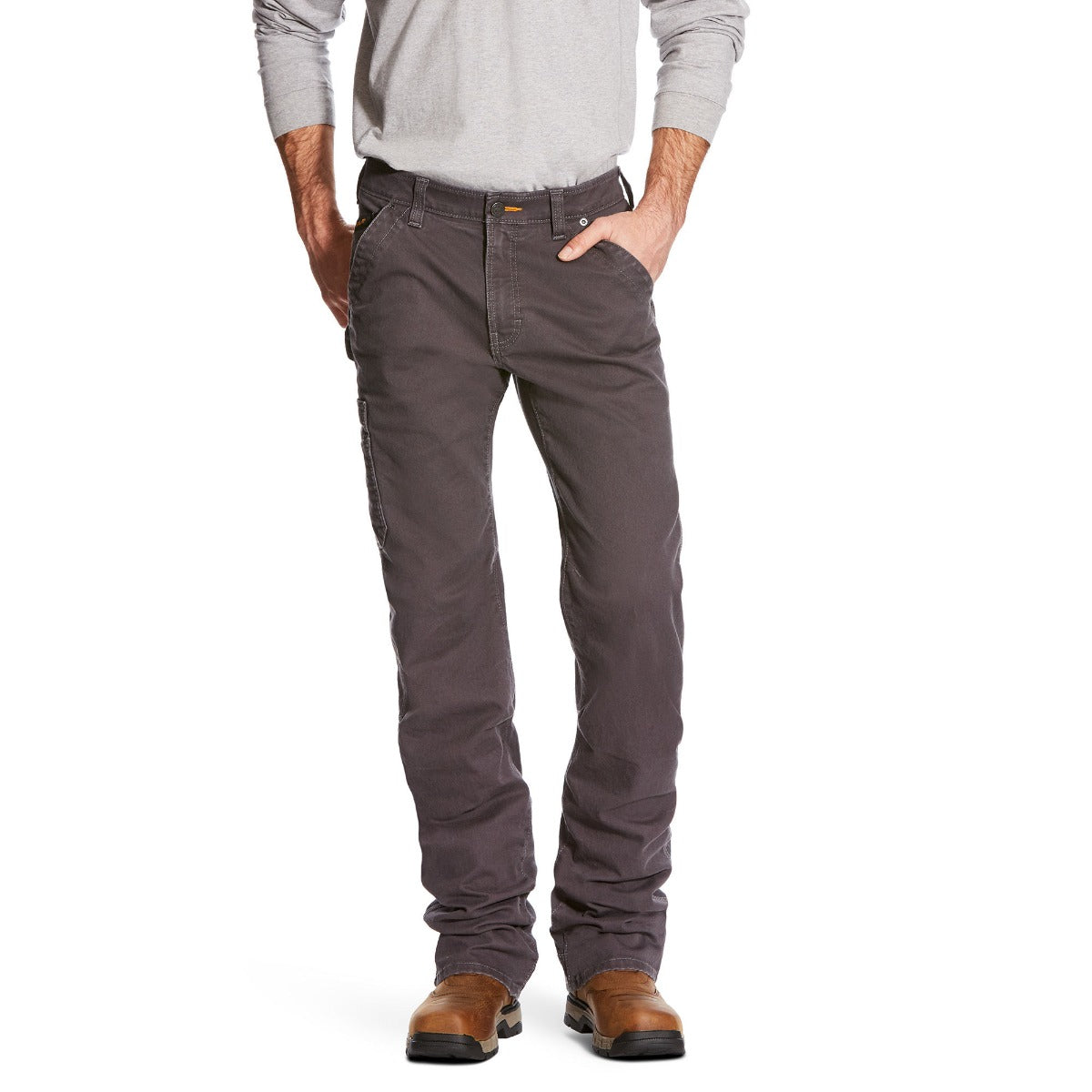 Ariat Rebar Grey M4 Low Rise DuraStretch Washed Twill Dungaree Boot Cut Pants 10025973