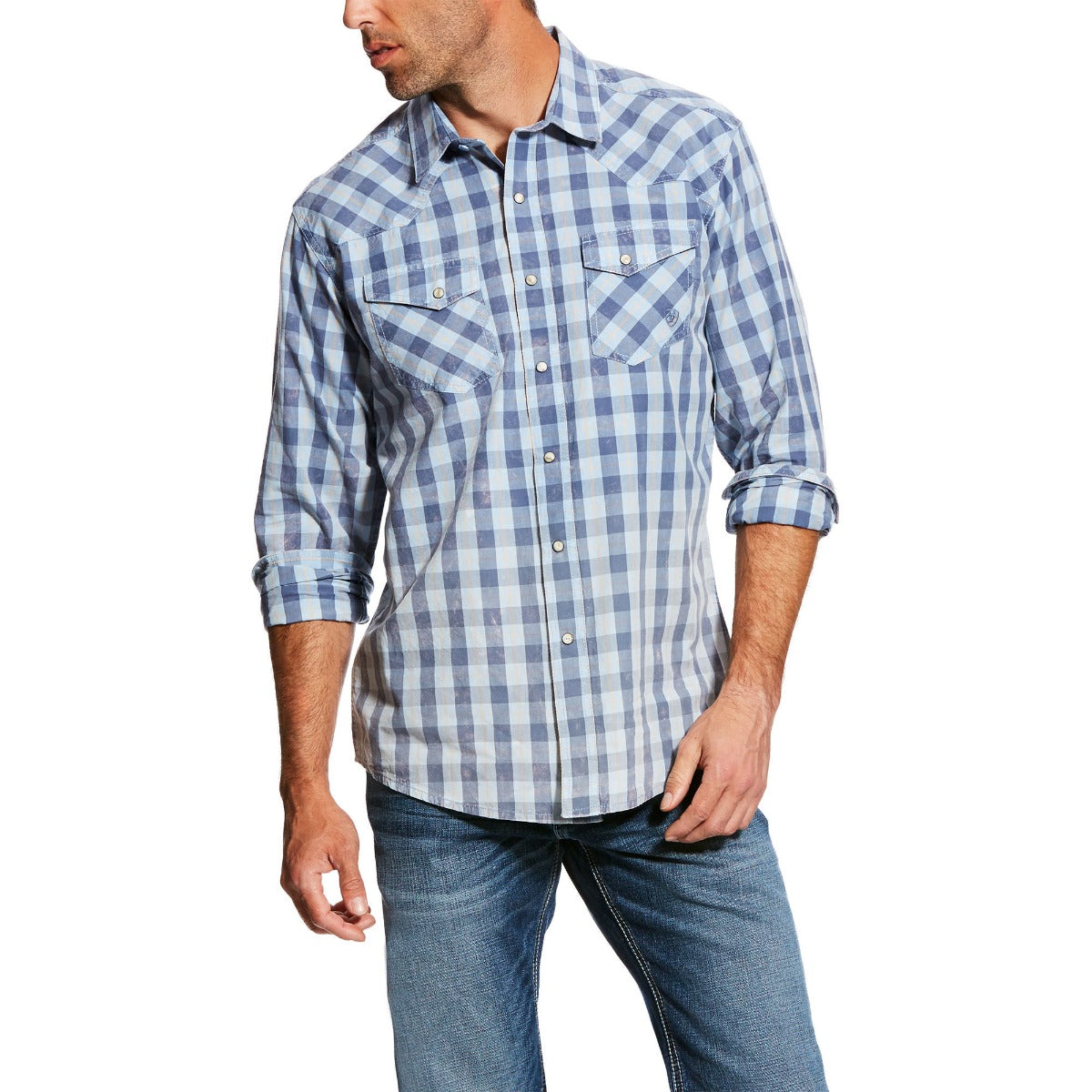 Ariat Foxglove Blue Ian Retro Long Sleeve Snap Western Shirt 10026100