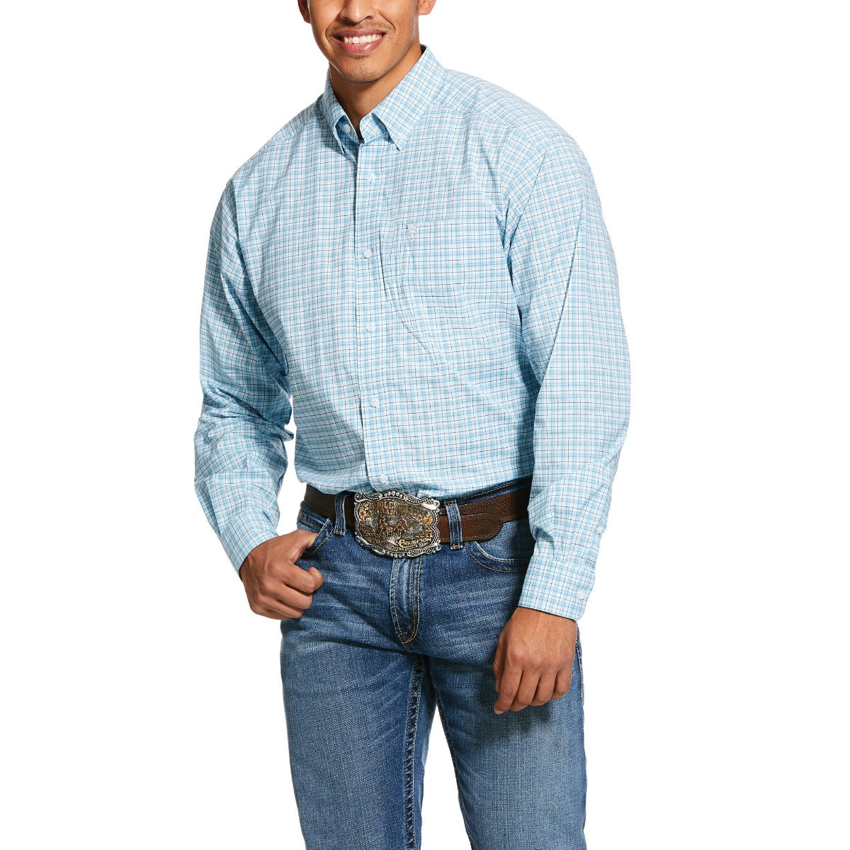 Ariat September Sky Blue Mens Pro Series Lee Stretch Classic Fit Shirt 10030730