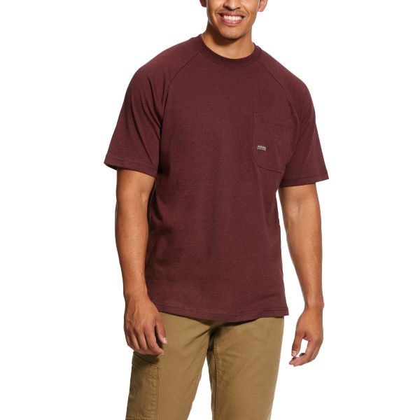Ariat Burgundy Heather Rebar Cotton Strong Mens T-Shirt 10031017