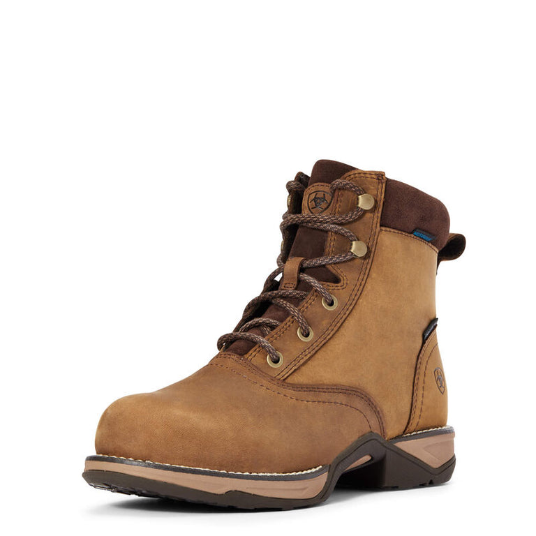 Ariat Distressed Brown Anthem Round Toe Lacer Waterproof Composite Toe Women's Work Boot 10034143