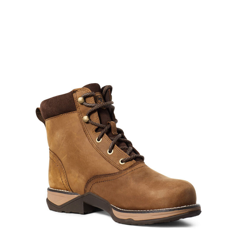 Ariat Distressed Brown Anthem Round Toe Lacer Waterproof Composite Toe Women's Work Boot 10034143