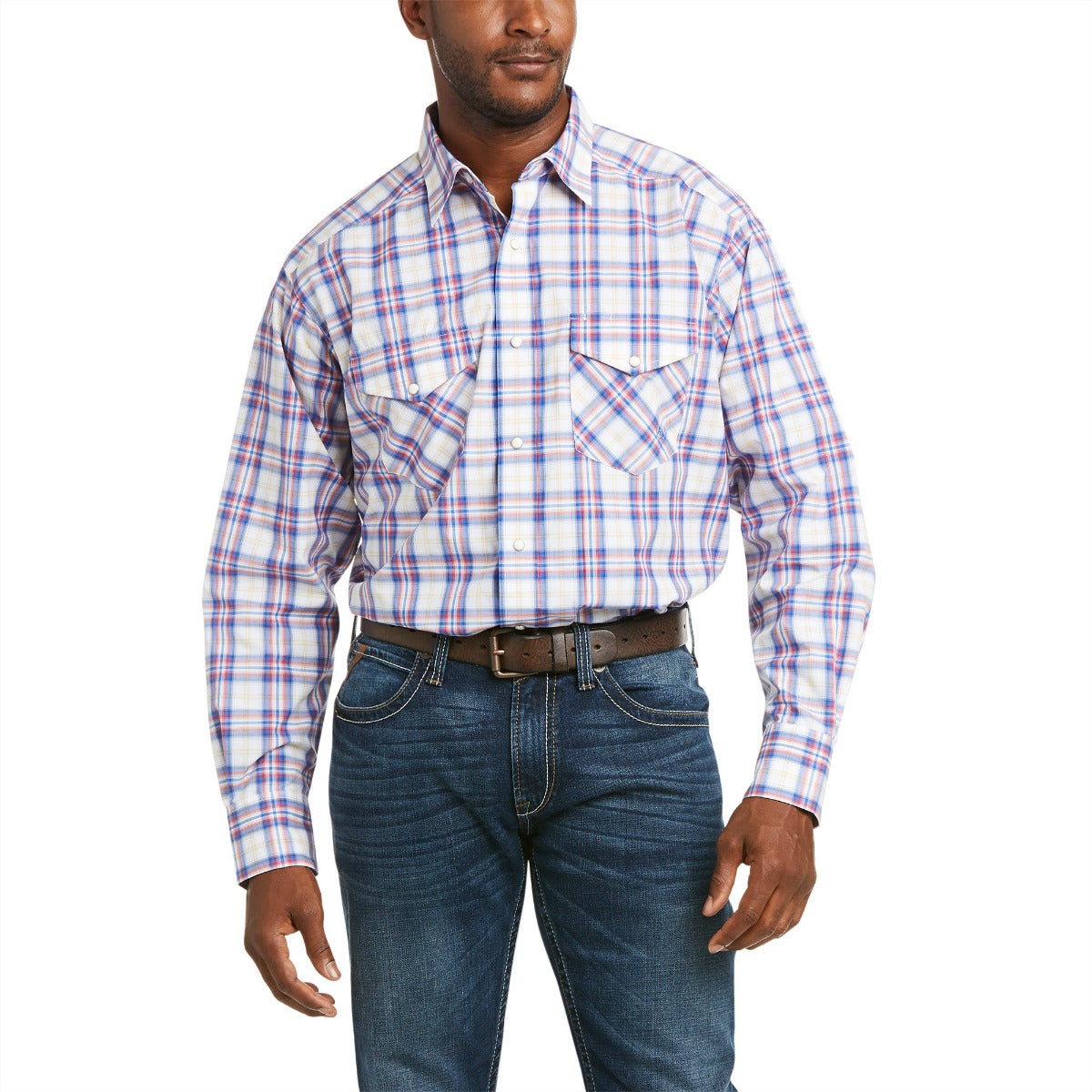Ariat White Plaid Boston Long Sleeve Men's Snap Shirt 10036399