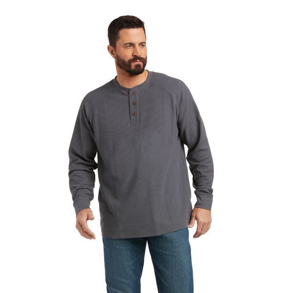 Ariat Grey Rebar Mens Thermal Knit Henley 10037502
